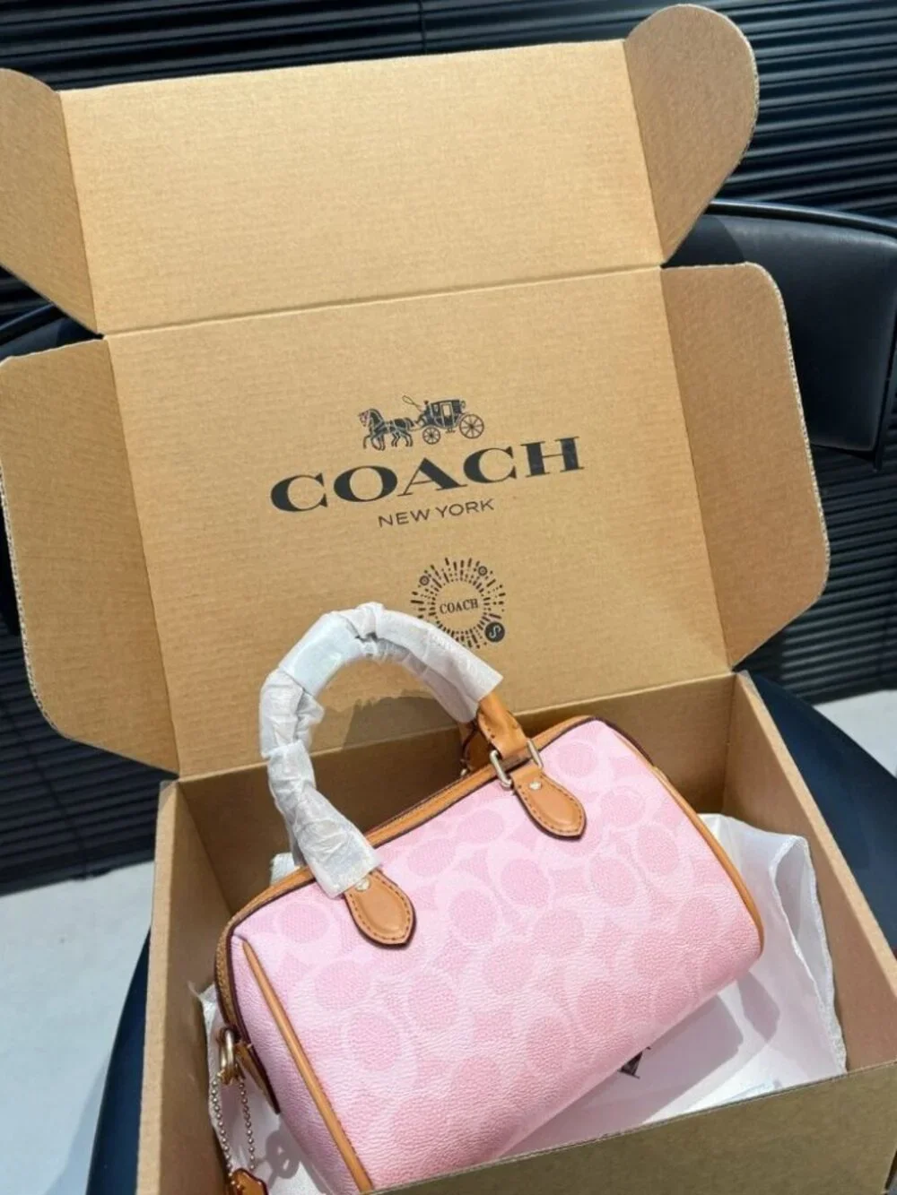 COACH Mini Rowan Crossbody Bag In Signature With Charms (CEK79) powder pink - Picture 3 of 5